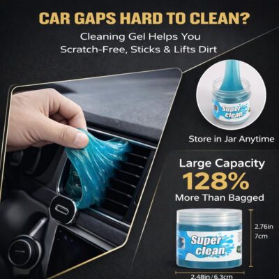 15-Piece Car Interior & Glass Cleaning Kit - 3 Graded Boar Brushes, 3-in-1 AC Vent Shutter Brush, 160g Gel, 180° Swivel Retractable Glass Brush | Auto-Focus Multi-Scenario Use - Image 6