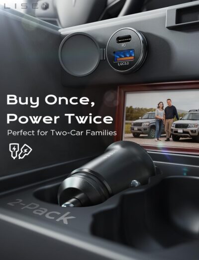 LISEN Car Charger USB C, 69W Cigarette Lighter USB Charger Adapter, Car Accessories Gifts for Men, Mini USBC Cars Fast Charging Adapter USBC Type C 12V Plug Outlet, for iPhone 17 Pro Max 16 15 14 13 - Image 2