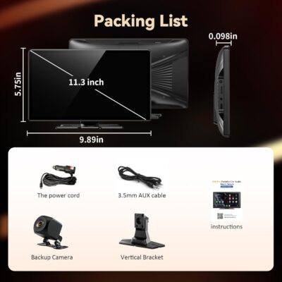 11.3" Wireless Carplay Screen for Car with N-etflix/YouTube/TikTok, Upgraded A-pple CarPlay & Android Auto Screen,Portable AI Magic Box with Backup Camera/Navigation/Voice Control,for All Vehicles - Image 7