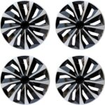 Hubcap Wheel Covers Replacement Size R15 Hub Caps Universal-Fit Steel Wheel Rims Cover ABS Tire Cap for Most Cars Trucks Sedans SUV -Set of 4（15-inch，Silver-Black）