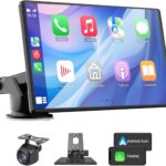 Wireless Carplay and Android Auto Screen for Car, 7" HD Portable Touch Screen Car Stereo with Bluetooth, Backup Camera, Navigation, Mirror Link for All Vehicles
