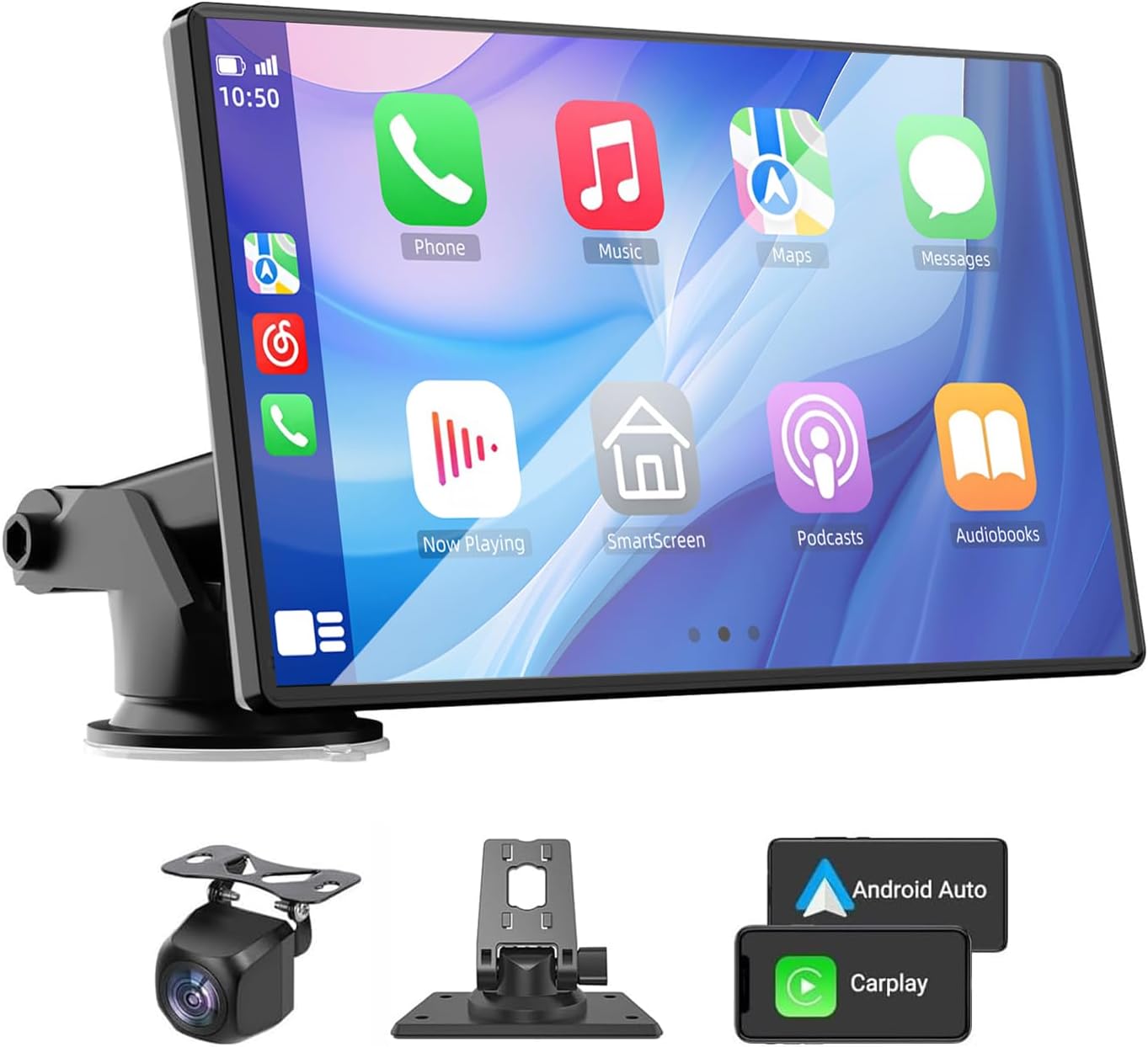 61buoPMpGL._AC_SL1500_.jpg Wireless Carplay and Android Auto Screen for Car, 7" HD Portable Touch Screen Car Stereo with Bluetooth, Backup Camera, Navigation, Mirror Link for All Vehicles - Image 1