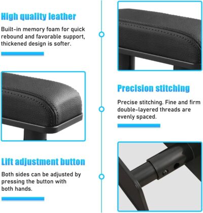 Car Elbow Support Pad, Adjustable Height Armrest Rest Pad for Auto Door, General PU Leather Automotive Central and Side Booster Pad for All Seasons, Universal Car Accessories (Black) - Image 5