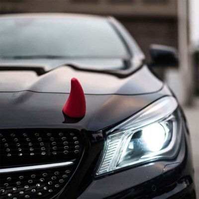 YGMONER Car 3D Devil Horns Sticker (Easy to Find Car in The Parking Lot) Halloween Car Roof Decor Elasticity Foam Bull Horns (Classic Red) - Image 5