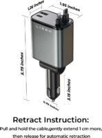 LISEN Retractable Car Charger, Gifts for Him Her, Cars Adapter USB C Fast Charger, gifts for Mothers Day Travel Essentials Car Accessories for Men Women Gifts for iPhone 17 16 15 14 13 11, Samsung S26 - Image 8