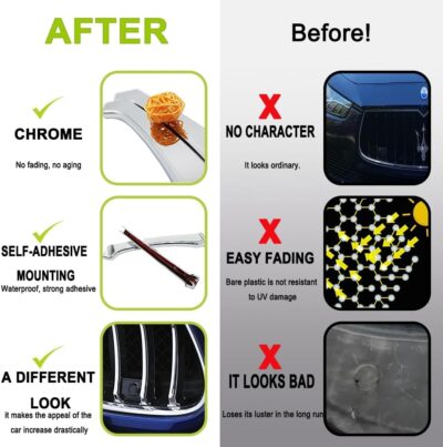 Front Grill Chrome Trim Compatible with Maserati Ghibli 2013 2014 2015 2016 2017 Parts Accessories Front Grille Decorative Garnish Trim Cover Car Styling 12PCS - Image 2