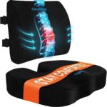 CloudBliss Lumbar Support Pillow & Seat Cushion Set for Office Chair, Desk Chair, Wheelchair & Car – Memory Foam Back Support, Ergonomic Chair Cushions, Sciatica Pain Relief, Home Essentials, Black