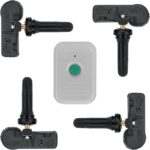 4 Pack Tire Pressure Monitoring System Sensor 315MHz DE8T-1A180-AA TPMS Sensor+ TPMS Relearn Tool Compatible with Ford Focus Fusion F150 CMAX E150 Edge Escape Expedition Mustang Lincoln Mercury Mazda