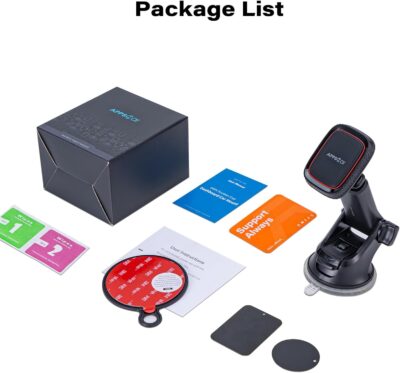 APPS2Car Magnetic Phone Mount for Car, Dashboard & Windshield Suction Cup Holder with Telescopic Arm, Requires Metal Plate (Included), Universal Fit for iPhone & Android Smartphones - Image 7