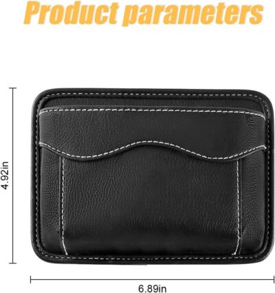 Car Seat Side Pocket Organizer, PU Leather Mini Storage Bag for Auto Door Window Console, Pen Phone Holder Tray Pouch Vehicle Seat Gap Filler for Organize Document, Registration, Notepad (Black) - Image 2