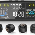 8-in-1 Advanced Tire Pressure Monitoring System with 4 External TPMS Sensors, RV TPMS, 6″ Color LCD Display,Real-time Multifunctional w/Slope Meter,Altitude,Speedometer,Car/TireTemperature,Date,Time