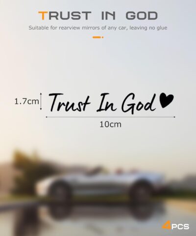 4PCS Car Stickers,Cars Decals,Car Accessories Trust in God Rearview Mirror Sticker,Auto Stickers and Decals,Auto Decals for Women,Trust in God Mirror Decoration,Fits Most Vehicles (Black) - Image 2