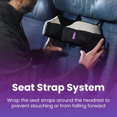 Cabeau Travel Neck Pillows for Airplanes – The Neck’s Evolution, TNE S3 – Supportive Memory Foam Design for Long Haul Flights – Attachable Seat Straps and 360° Support (Berlin Grey) - Image 3