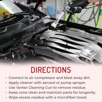 HI-TECH Vortex II Air Cleaning Gun – Pro Auto Detailing Tool for Deep Cleaning Interiors & Exteriors – Uses Air Compressor – Blasts Dust, Dirt & Grime Fast - Image 5