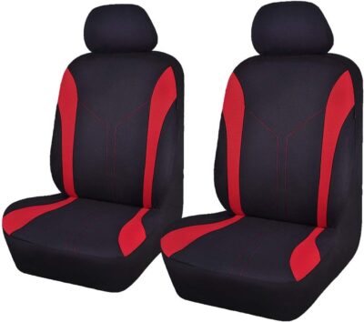 Flying Banner Car Seat Covers Front Seats and Rear Bench Mesh Fabric Rear Bench Split Polyester Cover Easy Installation SUV CAR Woman Lady Femal (Front Set, Black Red) - Image 8