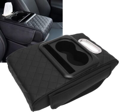 Car Center Console Armrest Pillow, PU Leather Memory Foam, 13.4in x 8.3in x 3in - Comfortable Driving, Non Slip Design, Fits SUVs Trucks Cars - Image 5