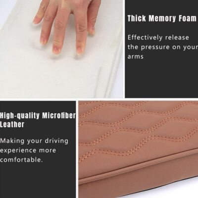 soputry Leather Car Armrest Box Pad, 2023 New Car Center Console Cover Pad Leather Auto Armrest Cover, Universal Arm Rest Cushion Pads for SUV/Truck/Vehicle (Grey, Wave Pattern) - Image 4