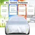 Half Car Cover with Cotton All Weather Car Body Covers Outdoor Indoor for All Season Waterproof Dustproof UV Resistant Snowproof Universal (Fit MPV/SUV Length 184'' to 195''), Silver - Image 4