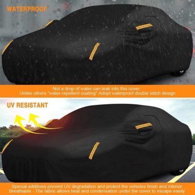 NEVERLAND Sedan Car Cover Waterproof Heavy Duty All Weather Protection Snow Anti-UV Windproof Outdoor Full Car Cover Fit for Automobiles BMW/Mercedes-Benz/Honda（for Car Size:183''L x 70''W x 59''H） - Image 8