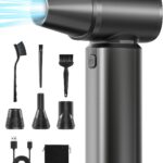 Compressed Air Duster-180000RPM Electric Air Duster Rechargeable Brushless Motor, Stepless Speed/3-Gear Adjustable Mini Blower Cordless with LED Light, Dust Blower for Computer, House, Outdoor, Car