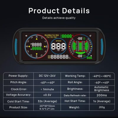 GPS Speedometer HUD Display for Car, F6 Car Intelligent 6.8" IPS LCD Screen with MPH/KM/H, Auto Brightness, Speed Alarm, Compass & Fatigue Reminder, Plug & Play Dashboard Display - Image 7
