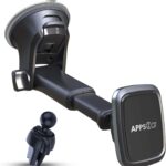 APPS2Car 3-in-1 Car Phone Mount Magnetic Dashboard Windshield Air Vent Mount Phone Holder for Car Universal Car Phone Holder with Powerful Suction Cup Built-in Strong 6 Magnets for All CellPhones