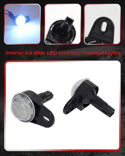 Interior Ice Blue LED Courtesy Footwell Lights Under Dashboard Floorboard Courtesy Lamps For Jeep Dodge Ram 1999-2019 - Image 3