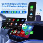 CarlinKit Mini Ultra 2-in-1 Wireless Android Auto for Android 11+ & Wireless CarPlay Adapter for iOS 10+, USB-C/A, Plug & Play, Low Latency, Mini USB Design for OEM Cars, Dark Blue - Image 4