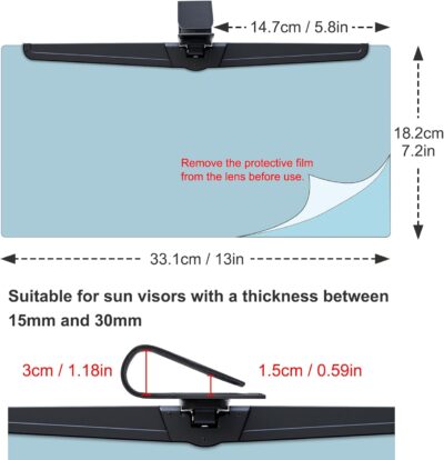 Veharvim Sun Visor Extender for Cars, Polarized Car Visor Extender Sun Blocker UV400, Adjustable Visor Extension, Clip on Sun Visor for Car, Universal, Glare, UV Protector (Large(1 Pack)) - Image 5