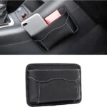 Car Seat Side Pocket Organizer, PU Leather Mini Storage Bag for Auto Door Window Console, Pen Phone Holder Tray Pouch Vehicle Seat Gap Filler for Organize Document, Registration, Notepad (Black)