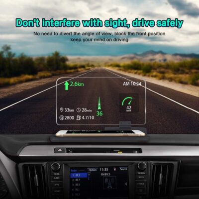 Car GPS Mobile Head Up Display Holder with HD Image Reflection for HUD, Smartphone, iPhone, Samsung, Car Navigation (Up to 6 Inches) - Image 3