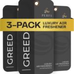 3PCS Greed Disposable Air Fresheners for Men | Long Lasting Car Air Freshener with Greed Fragrance | Lasts for 2 Weeks | Strong Car Perfume with Odour Eliminating Technology | by Perfa