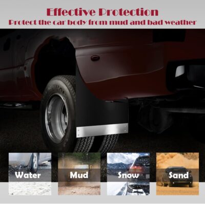 4PCS Universal Mud Flaps Splash Guards Car Mudguard with Night Reflectors Mudflaps and Accessories Set, Front and Rear Protection for Trucks Cars SUVs Vans (Black) - Image 6