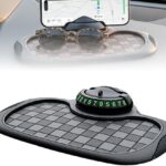 Mobile Phone Bracket Anti-Slip Mat, Multifunction Car Dashboard Mat with Temporary Parking Number, Large Universal Fit Anti-Slip Mat for Phones, Sunglasses and Keys Gadget (Black-Gray)