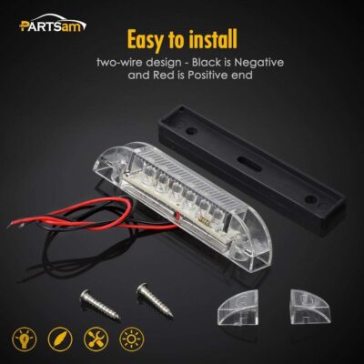 Partsam 4" Ultra-Thin-Line White 9 LED Utility Light Bar, Sealed Clear Lens Marine Boat Lights, Trailer Car RV Camper Car Pickup Dome Lighs, Marker Lights, Under Hood Lights - Image 5