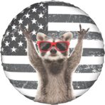 Funny Raccoon Spare Tire Cover Black White American Flag 14 Inch Wheel Protector for Truck SUV Trailer Camping Rv Tire Covers - Image 2