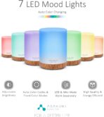 ASAKUKI Essential Oil Diffuser for Home, 300 ml Humidifier with Automatic Shut-Off, Quiet Aromatherapy Diffuser with 7 LED Lights for Living Room, Kitchen, Bedroom, Hotel - Light Brown - Image 2