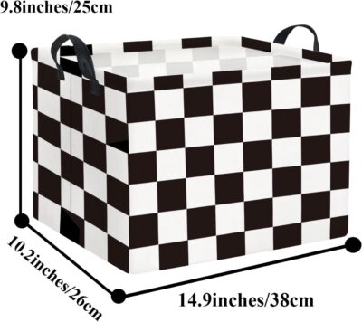HIYAGON Rectangular Car Basket for Boys Checkered Basket Kids Baby Storage Bin Toy Organizer Box Car Room Decor(Racing Flag) - Image 6