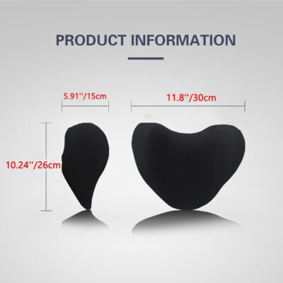 Super Soft Car Headrest Pillow, 100% Memory Foam Car Neck Pillow with Adjustable Strap & Breathable Removable Cover, Ergonomic Design - Travel Pillow Car Pillow for Neck/Back Pain Relief(Black, 1PC) - Image 2