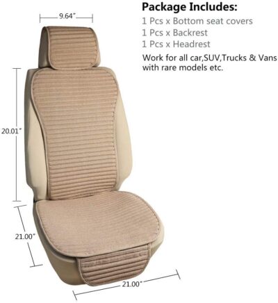 Suninbox Car Seat Covers Universal Car Seat Covers Pads Mat,Buckwheat Hull Bottom Seat Covers for Cars,Cooling Seat Covers Breathable Comfortable Ventilated (Beige Front Seat) - Image 2