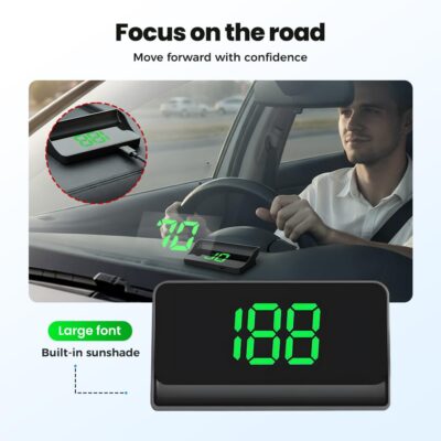 Head up Display Car GPS Digital Speedometer, Heads Up Display for Cars Windshield with MPH SpeedCar Digital GPS Hud, USB Cable Plug and Play (White, PMH) - Image 3