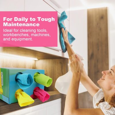 Microfiber Cleaning Cloth, 120 Pack Reusable Paper Towels Microfiber Towels for Cars Lint Free Washable Tissues Shop Rags with Dispenser Box for Home Kitchen Automotive, 11"x 9", Multicolor - Image 5