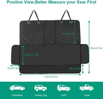 Dog Car Seat Cover for Back Seat Cover,Non Stick Fur Rear Seat Protector for Pet,Nonslip Waterproof Durable Universal Fit Interior Backseat Covers for Auto Van SUV - Image 2