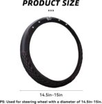 Bling Car Steering Wheel Cover, Diamond Leather Crystal Rhinestones Vehicles Steering Wheel Protector, Sparkling Anti-Slip Automotive Interior Decoration Accessories, Universal Fit (Black) - Image 2