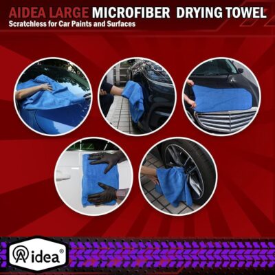 AIDEA Microfiber Towels for Cars-2PK, Large Professional Car Drying Towel, Scratch-Free & Absorbent Drying Towel for Cars, SUVs, RVs, Trucks, and Boats, 24inx 31in, Blue - Image 7