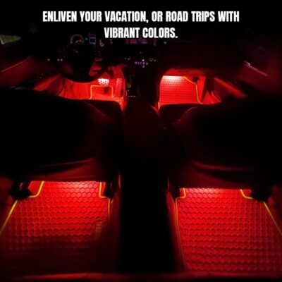 Car LED Strip Light, Interior Car Lights, 24 LEDs Auto RGB Neon Interior Atmosphere Lamp, 12V USB Port Auto Under Dash Ambient Night Light Strip for Vehicles (Red, USB) - Image 3