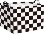 HIYAGON Rectangular Car Basket for Boys Checkered Basket Kids Baby Storage Bin Toy Organizer Box Car Room Decor(Racing Flag)