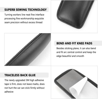 2PCS Car Knee Cushion,Soft Leather Car Door Armrest Pad for Knee Leg Elbow,Universal Car Center Console Cushion Pad Comfort Pillow for Automotive Interior Accessories (Black) - Image 4