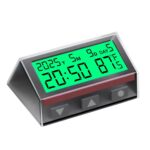 Smart Car Dashboard Clock with Auto Night Backlight, Solar-Powered, Temperature, 12/24 Hour Format Time, Calendar for Car Truck