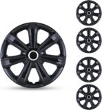 ROXX Black Lacquer Hubcaps Wheel Covers, Universal Wheel Covers Guards Snap On Auto Tire Rim OEM Style Replacement, Fits Most Car Trunk SUV-Set of 4 (14-inch) - Image 2